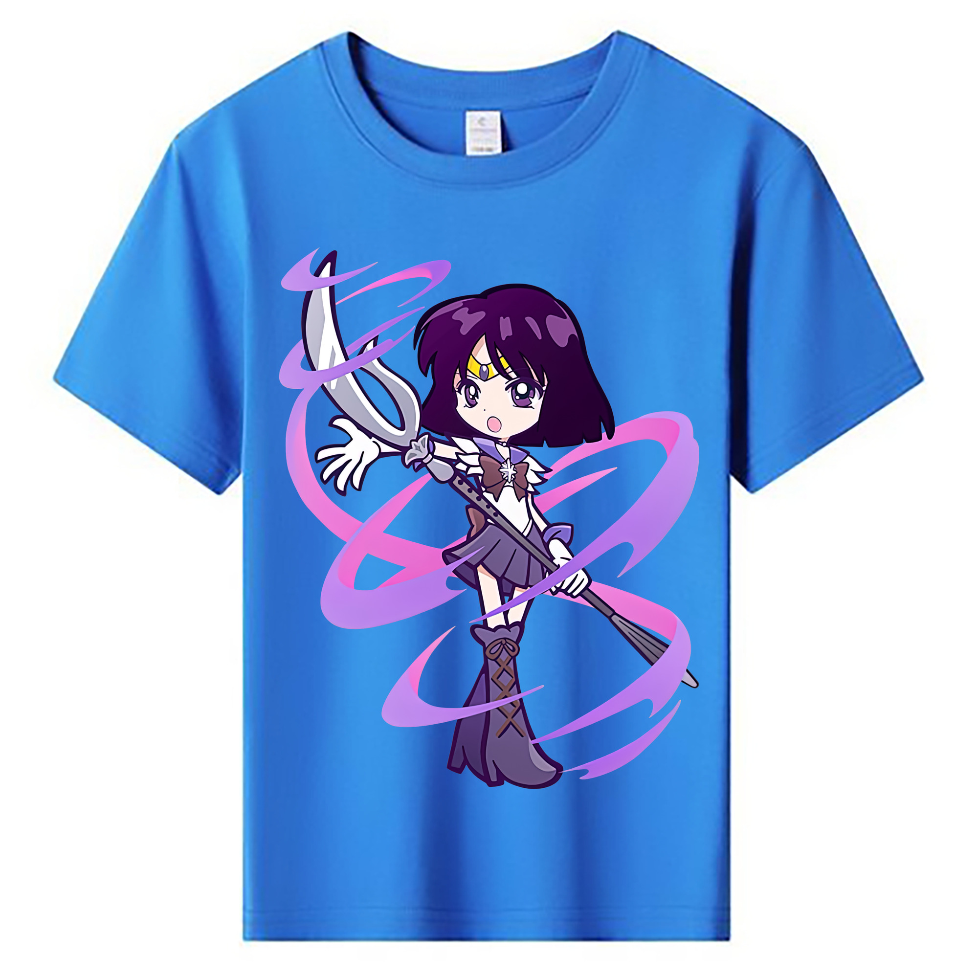 （画像用） 美少女戦士セーラームーン 土萠ほたる Sailor Moon Tomoe Hotaru （セーラーサターン；Sailor Saturn） 綿100％キッズTシャツ（フロントプリント）